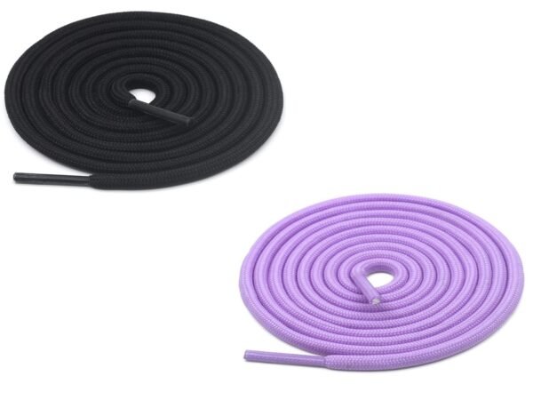 Round Plain Shoelace (2 Pair) (1 Pair per color) | Athletic | Sport | Running | Casual or Gym Shoe Strings