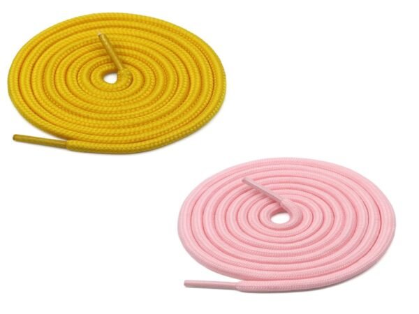 Round Plain Shoelace (2 Pair) (1 Pair per color) | Athletic | Sport | Running | Casual or Gym Shoe Strings