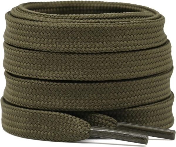 flat army green shoelace for sneakers
